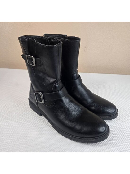 Frye Ojai Black Moto Buckle Boots Mens Size 12M Vegan Leather main image 9